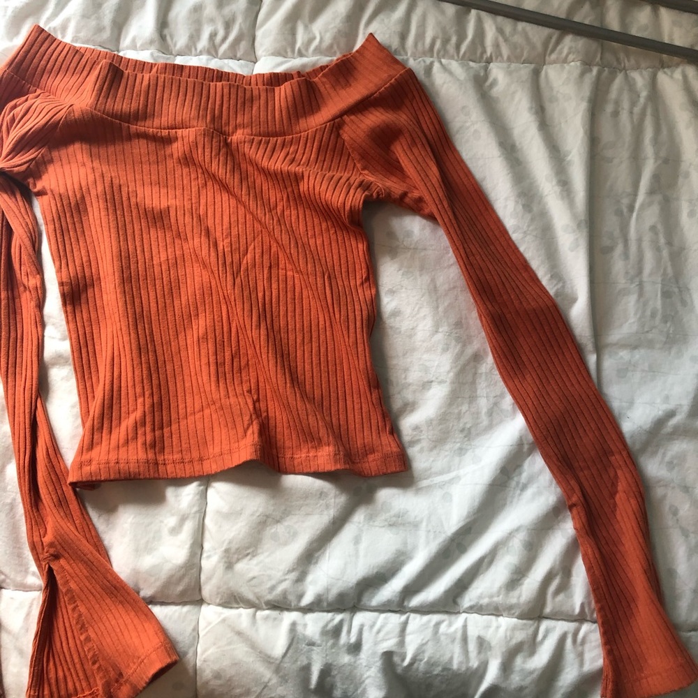 Fall orange bell sleeved shirt